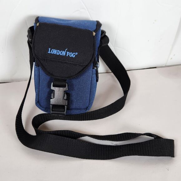 London Fog Brand Medium Camera Bag. great Condition Black blue  travel hiking - Picture 1 of 11